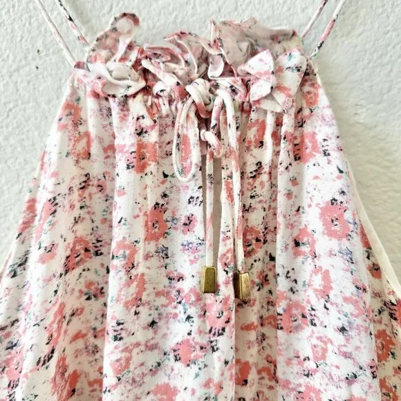 $177 Kos Resort Multi Floral Tiered Halter dress Size Small - Picture 5 of 12